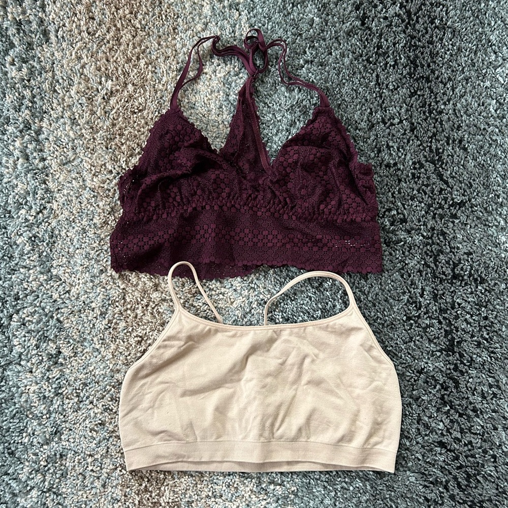 Aerie Lace Bralette and Gap Seamless Bralette
